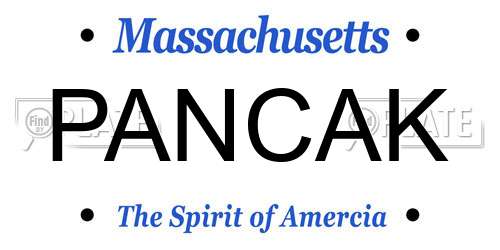PANCAK Massachusetts License Plate