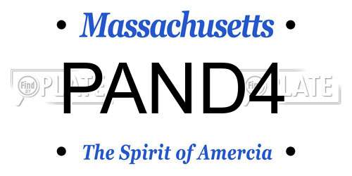 PAND4 Massachusetts License Plate
