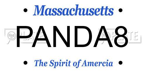 PANDA8 Massachusetts License Plate