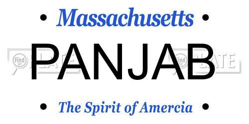 PANJAB Massachusetts License Plate