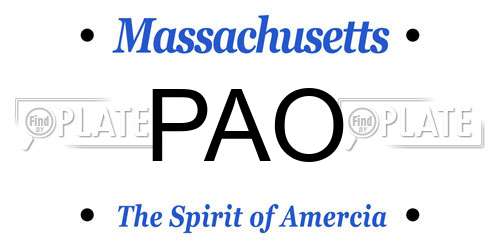 PAO Massachusetts License Plate