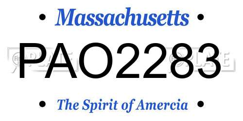 PAO2283 Massachusetts License Plate