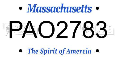 PAO2783 Massachusetts License Plate