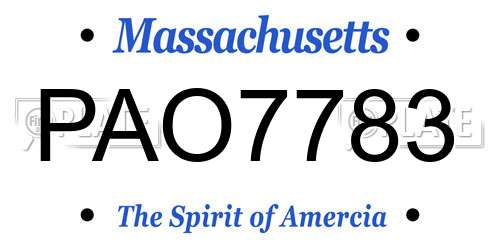 PAO7783 Massachusetts License Plate