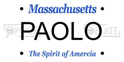 PAOLO Massachusetts License Plate