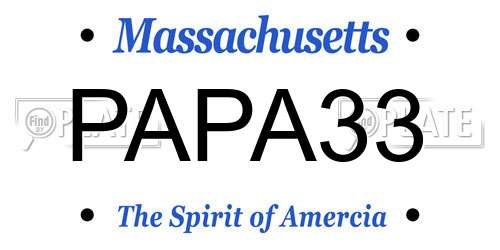 PAPA33 Massachusetts License Plate