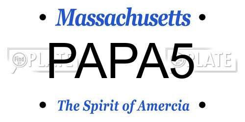 PAPA5 Massachusetts License Plate