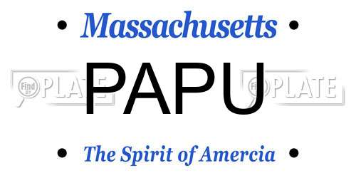 PAPU Massachusetts License Plate