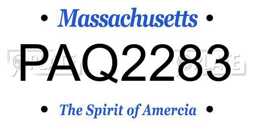 PAQ2283 Massachusetts License Plate