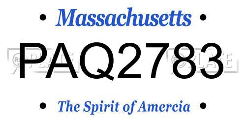 PAQ2783 Massachusetts License Plate