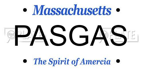 PASGAS Massachusetts License Plate