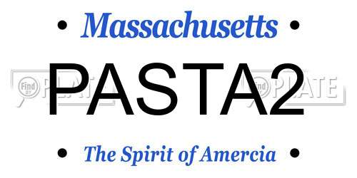 PASTA2 Massachusetts License Plate