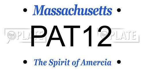 PAT12 Massachusetts License Plate