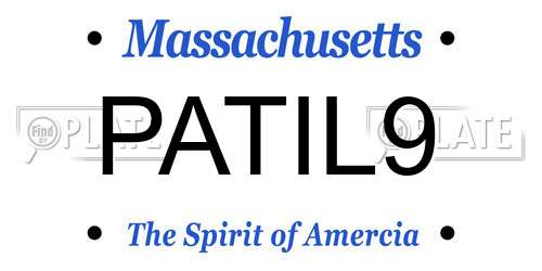 PATIL9 Massachusetts License Plate