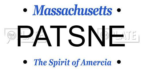 PATSNE Massachusetts License Plate