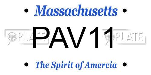 PAV11 Massachusetts License Plate