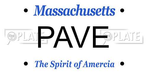 PAVE Massachusetts License Plate
