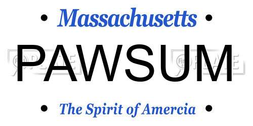 PAWSUM Massachusetts License Plate