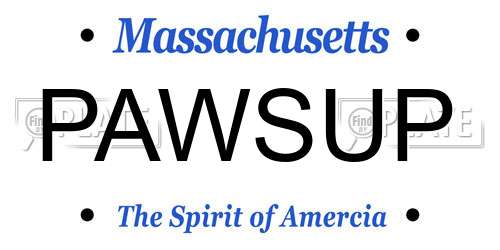 PAWSUP Massachusetts License Plate