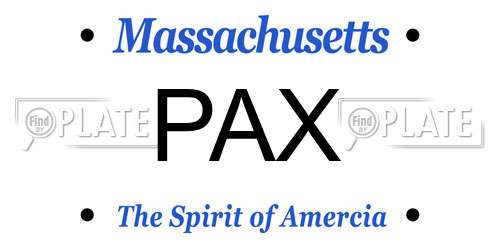PAX Massachusetts License Plate