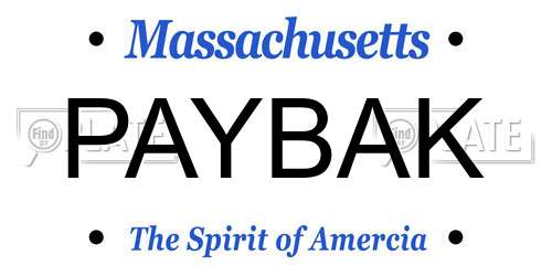 PAYBAK Massachusetts License Plate