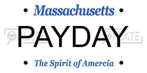 PAYDAY Massachusetts License Plate