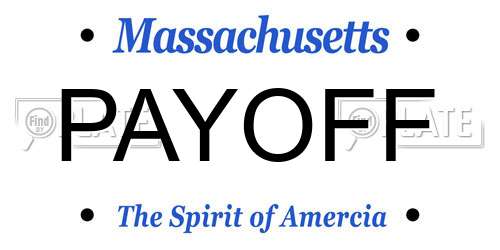 PAYOFF Massachusetts License Plate