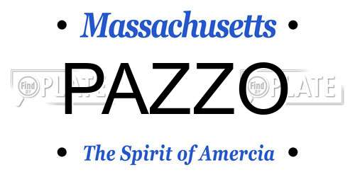 PAZZO Massachusetts License Plate