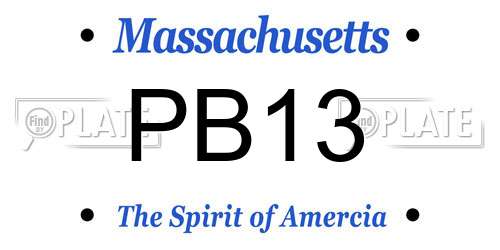 PB13 Massachusetts License Plate