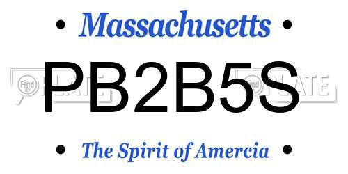PB2B5S Massachusetts License Plate