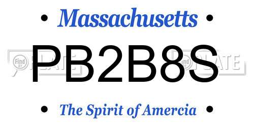 PB2B8S Massachusetts License Plate