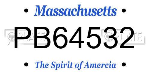 PB64532 Massachusetts License Plate