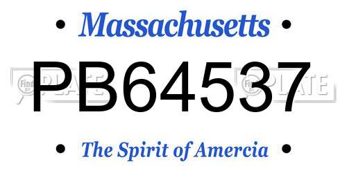 PB64537 Massachusetts License Plate
