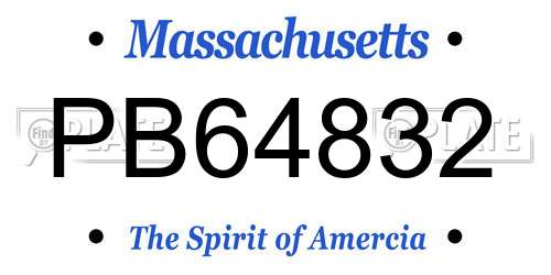 PB64832 Massachusetts License Plate