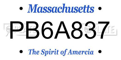 PB6A837 Massachusetts License Plate