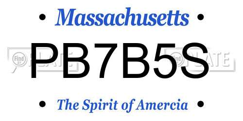 PB7B5S Massachusetts License Plate