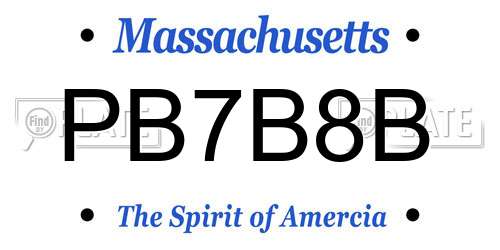 PB7B8B Massachusetts License Plate