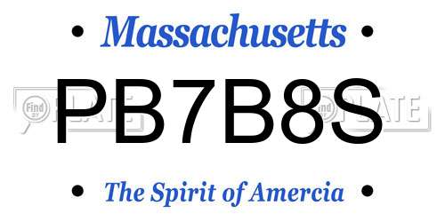 PB7B8S Massachusetts License Plate