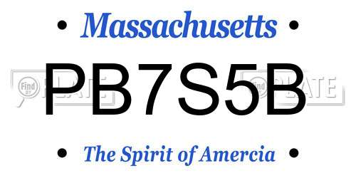 PB7S5B Massachusetts License Plate