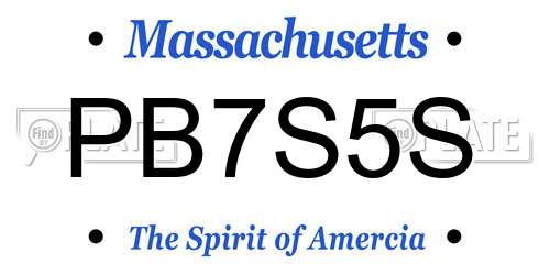 PB7S5S Massachusetts License Plate