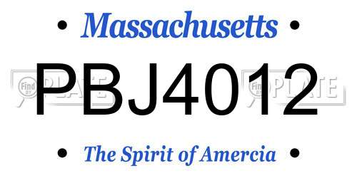 PBJ4012 Massachusetts License Plate