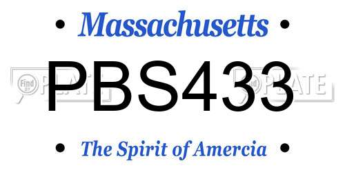 PBS433 Massachusetts License Plate