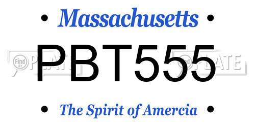 PBT555 Massachusetts License Plate
