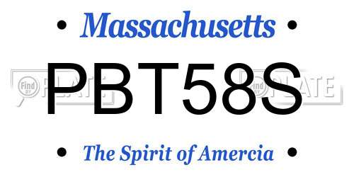 PBT58S Massachusetts License Plate