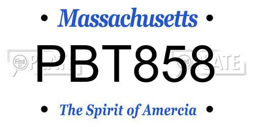 PBT858 Massachusetts License Plate