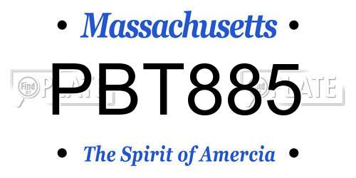 PBT885 Massachusetts License Plate