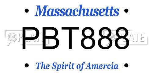 PBT888 Massachusetts License Plate