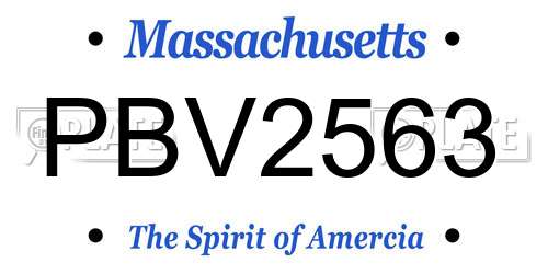 PBV2563 Massachusetts License Plate