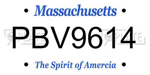 PBV9614 Massachusetts License Plate