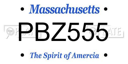PBZ555 Massachusetts License Plate